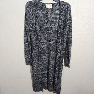 Ambiance Long Cardigan Sweater Small Black White
